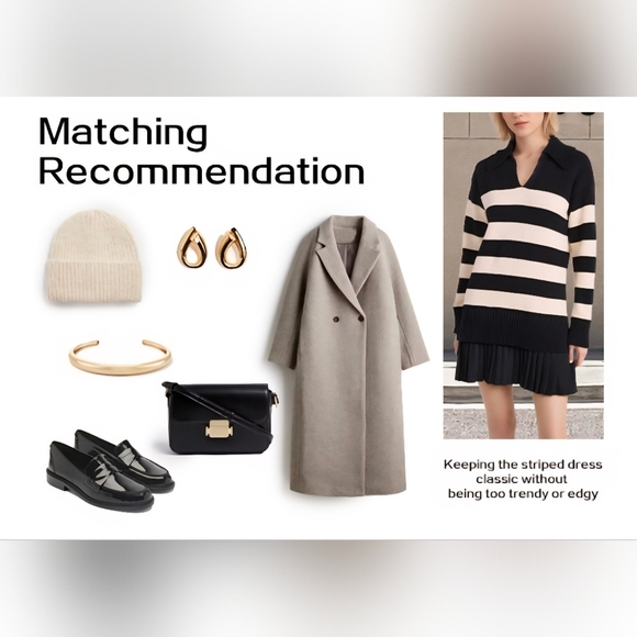 Casual Striped Long Sleeve Polo V Neck Pleated Mini Dress #1120 - Picture 11 of 13